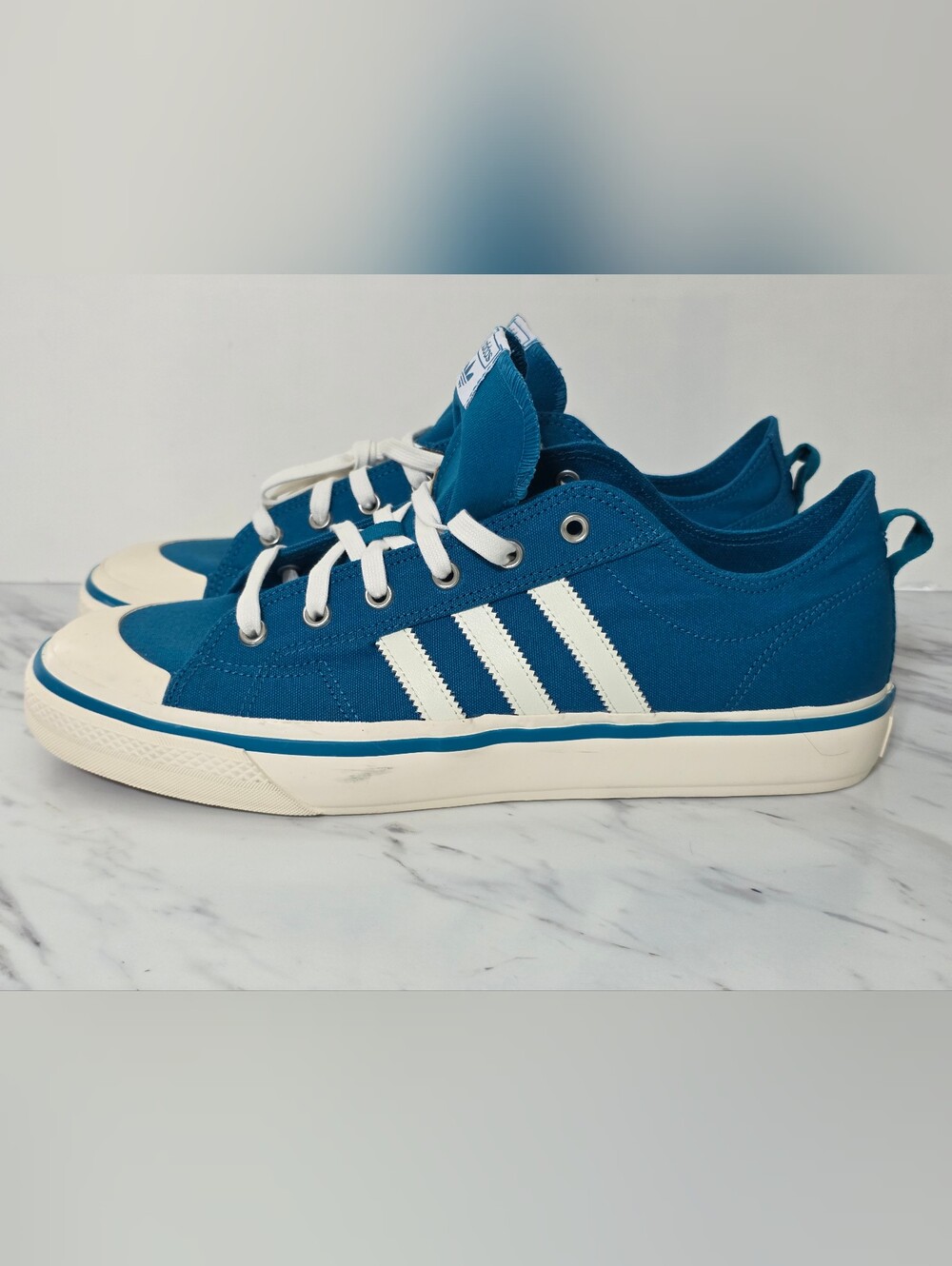 adidas Teal Canvas Low-Top Sneakers with White Stripes